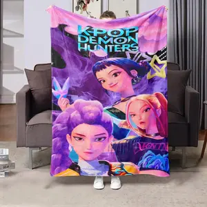 1pc Kpop Music Girl Group Print Flannel Blanket, Warm and Comfortable, Ideal for Office, Nap, Room Decor, Travel, Camping, Sofa Bed, Gift