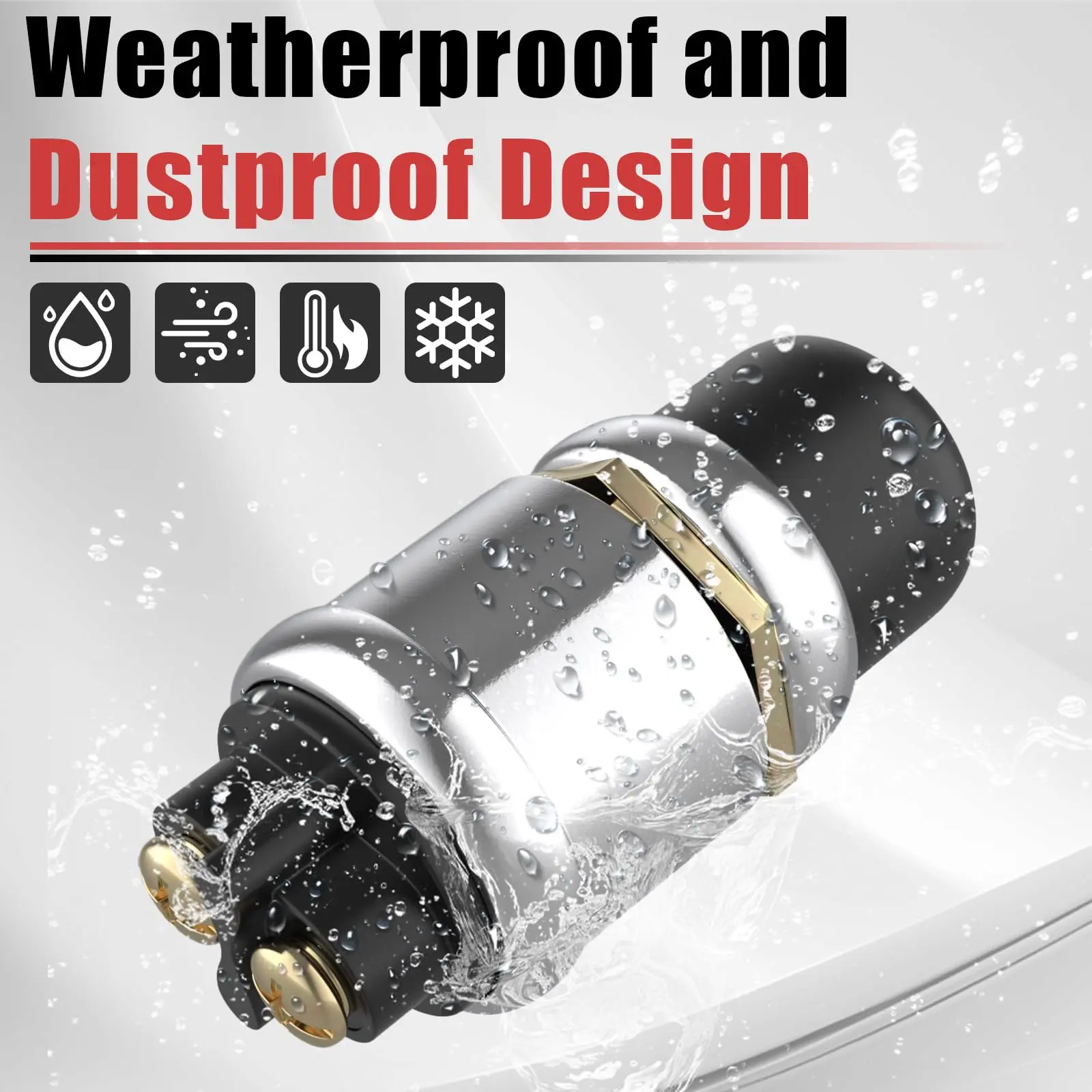 12V 50A Heavy Duty Diecast Aluminum Momentary Push Button Starter Switch - Waterproof, Dustproof, with Mounting Plate, Copper Component for Car, Truck Engine Starting, Horn Activation Electrical Supplies
