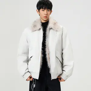 Men's Oversized Statement Coat in Faux Leather with Faux Fur Trim, Long Sleeve Plain Casual Jacket for Everyday Outfits, Coats
