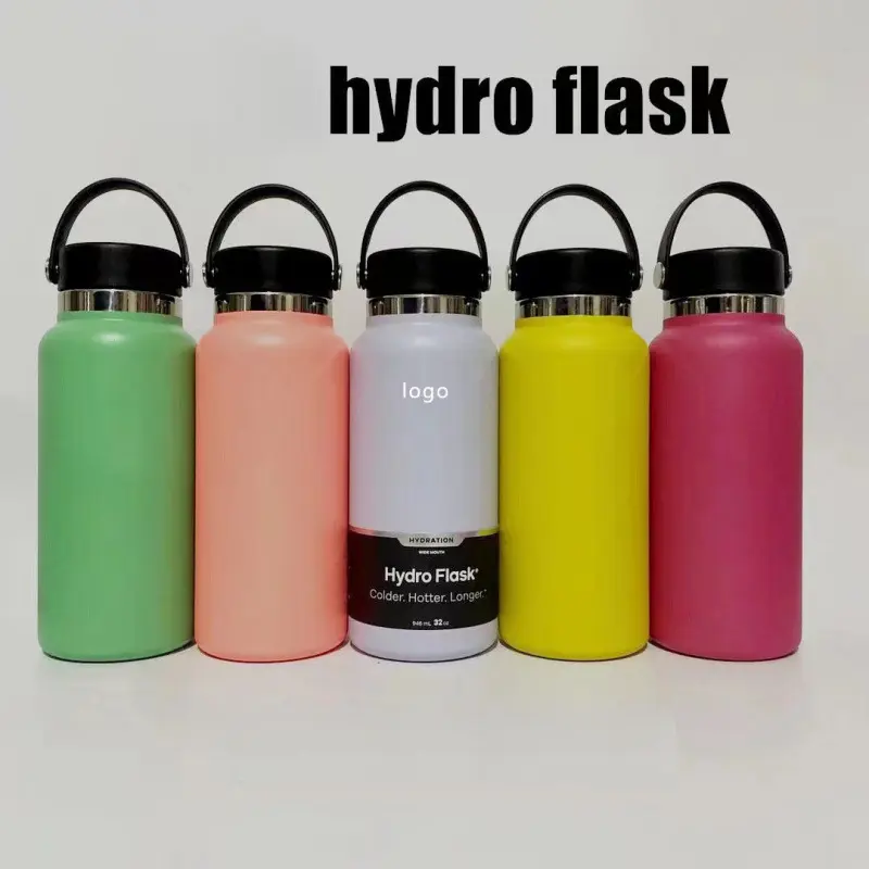 32 Oz / 40 Oz Stainless Steel Insulated Water Bottle with Handle - Large Capacity Outdoor Travel Thermos Cup