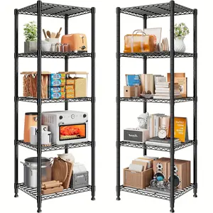 New 2 Pack 5 Tier Storage Shelves Wire Shelving, Metal Shelves for Storage Rack, Adjustable Heavy Duty Metal Shelving Units Wire Shelf Rack for Pantry Kitchen Bathroom Closet, 12''D X 12''W X 48'' Organiser
