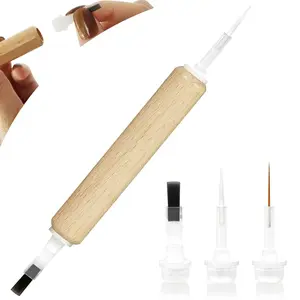 Replacement Nail Polish Brush Kit,Dual-Ended Professional Nail Art Brush for Dip Powder Base Coat,Nail Polish Acrylic Brush with 1Pcs Flat Brush & 1Pcs Pointed Brush and 1Pcs Liner Brush