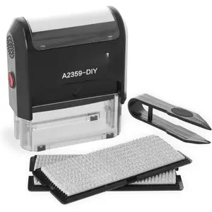 Self-Inking DIY Custom Rubber  Kit - Personalized Stamper for Business or  - Address , Message , and More (Black)