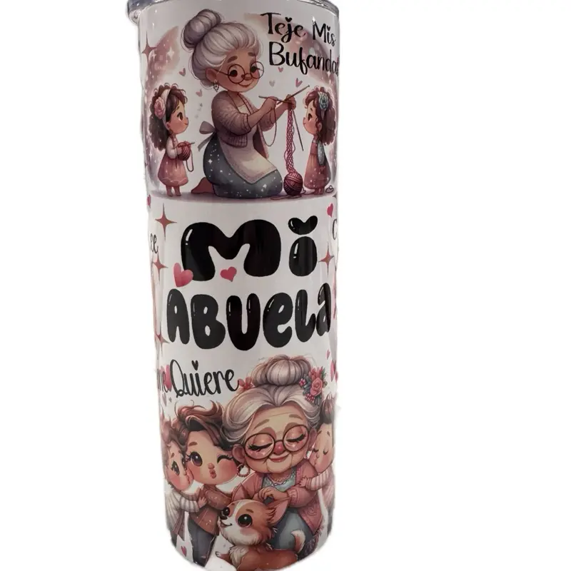 Abuela 20 oz Tumb with Teje Mis Bufandas Design and Mí Abuela Quiere Text - Perfect Gift for Grandparents