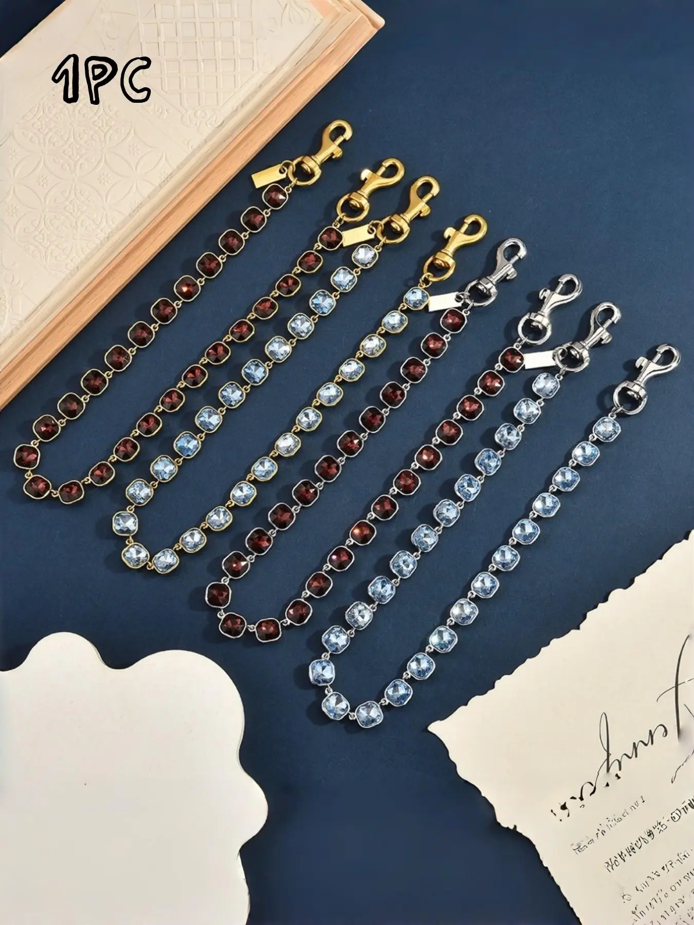 Y2K Sweet Cool Style Bag Charm Chain, Blue/ Crystal Pendant, Multi-Color, Shoulder Strap Extender, Elegant Accessory for Girls, Students, Office Workers, Carry Strap, Bag Chains, Bag Accessories