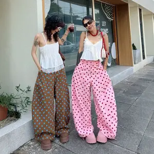 Casual women's street style polka dot loose fashion wide-leg pants