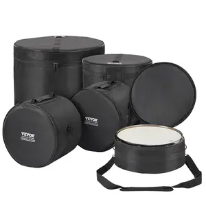 VEVOR 5-Piece Drum Bag Kit, Durable 1680D Oxford Material, Cushioned Cases with 1.5m Removable Shoulder Strap and Carry Handles, Collapsible, Fits 22'' Bass, 12''/13''/16'' Toms, 14'' Snare