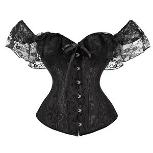 Women’s over-the-bust tight corset top – floral lace-up full lingerie shapewear GARMENTARY