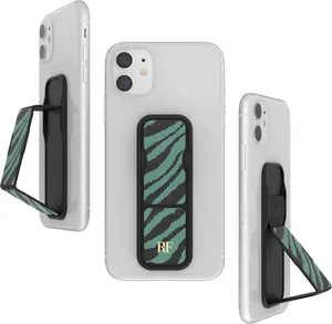 Clckr RF Richmond & Finch Stand & Grip Dark Palm Phone Grip with Teal Zebra Print Design for Enhanced Grip and Style