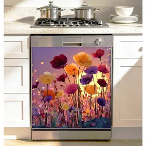 Botanic Flower Dishwasher Magnet Sticker Cover Panel Decal 23x26 Inch Refrigerator Magnetic Sticker Decorative for Kitchen Spring Decoration Fridge Door Cover Home Appliances Decor Stickers