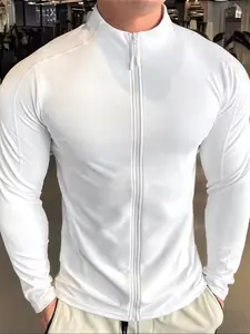 Men's Sports Jacket Muscle Fit Workout Zipper Workwear, Full-Zip Fitness Jacket for Gym and Training, Stylish and Comfortable, Workout Clothes