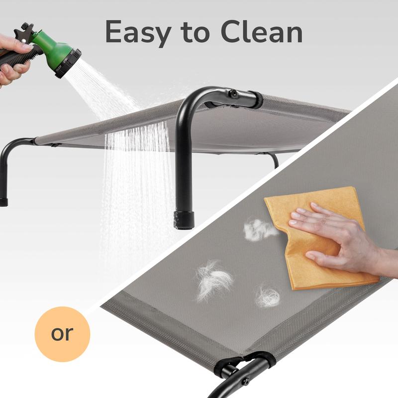 Elevated Pet Bed 50"D x 31"W x 8"H Gray Moisture Proof Non Skid Bottom for Dogs Joint Relief Support All Season Use Cooling Design