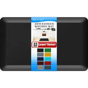 4/5 Inch Thick Kitchen Mat - Cushioned Anti Fatigue Mats for Kitchen Floor - Easy to Clean, Water Resistant, Non-Slip Kitchen Rug for Sink, Office, Kitchen (17''x24'' Black)
