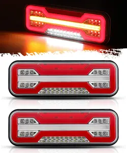 PARTSam LED Truck Trailer Tail Lights 10-30V, 74LEDs Stop Brake Turn Signal Tail Reverse Running/Tail Lights-Startup Scan All in One, for Heavy Trucks Trailers RVs Campers UTVs Vans Surface Mount 2pcs