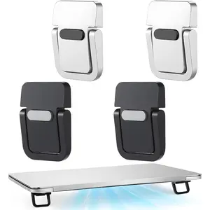 4pcs Portable Keyboard Riser, Mini Foldable Laptop Stand for Desk Self-Adhesive Plastic Invisible Laptop Feet Adjustable Computer Keyboard Lift for Most Keyboards