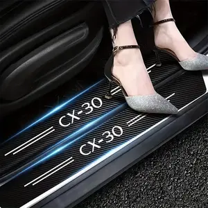 For Mazda Cx-30 Carbon Fiber Door Threshold Sticker, Scratch-Resistant Car Emblem Protector, Waterproof Interior Decor, Durable Automotive Accessory