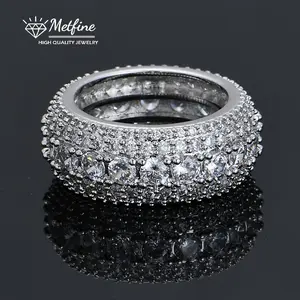 10MM 3 Colors  Hiphop Rings For Men Women Iced Out Anniversary Bling five-row Men Women Rings for party Anniversary birthday Gift