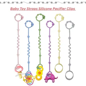 Baby Toy Straps Silicone Pacifier Clips – Stroller & Car Seat Toy Holder, Universal Teether Leash for High Chair, Crib & Baby Accessories, Multicolor 2 Pack (Toys Not Included)