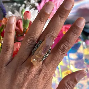 Crystal Rainbow Quartz / Pyrite / Adjustable Ring