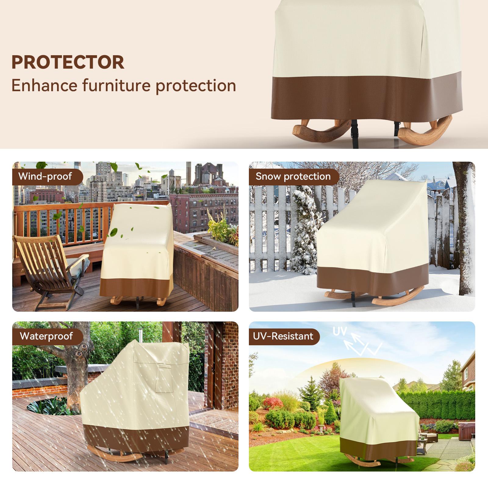 Multi-Size Waterproof Oxford Fabric Double Wicker Hanging Egg Chair Cover - PVC Inner Shield, Double Stitched, Full Outdoor Protection for Rocking Patio Furniture