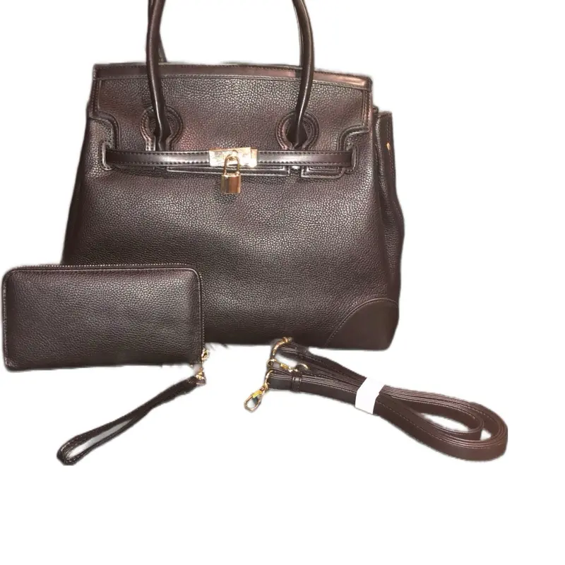Black Women's Luxury Designer Pocketbook & Matching Wallet Set Stylish Functional Handbag & Coin Purse Combo in Black Leather. Great for everyday use and more