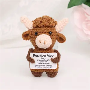 Mini Funny Highland Cow Plush Toy, Cute Knitted Wool Animal Pillow, Soft Stuffed Gift for Kids & Adults, Perfect Hug Companion