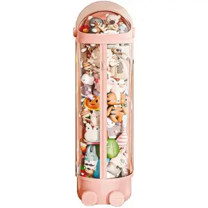 2 Packaging Boxes Stuffed Animal Storage Tube with Zipper Home Decor, Stuffed Animal Organizer for Kids Toy Storage Box with Lid, Plush Doll Organization Container (Pink, Large)