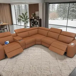 Amerlife 128 inch Power Reclining Sofa, Electric Recliner Sofa with Console & Dual Recliners, Oversized Sectional Couch for Living Room