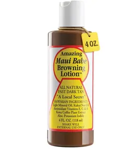 Maui Babe Browning Lotion - Natural Hawaiian Tan Accelerator with Vitamins & Antioxidants - Moisturizing Formula for All Skin Types - Made in USA - 4 fl oz