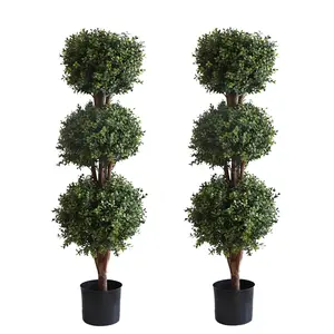 Dodo's Corner 4.6ft/3.8ft Artificial Boxwood Ball Trees (2-Pack) – UV Resistant, Realistic Outdoor Faux Plants for Porch, Patio, Office | Weatherproof & Windproof, Perfect for All Seasons Decor Decorative