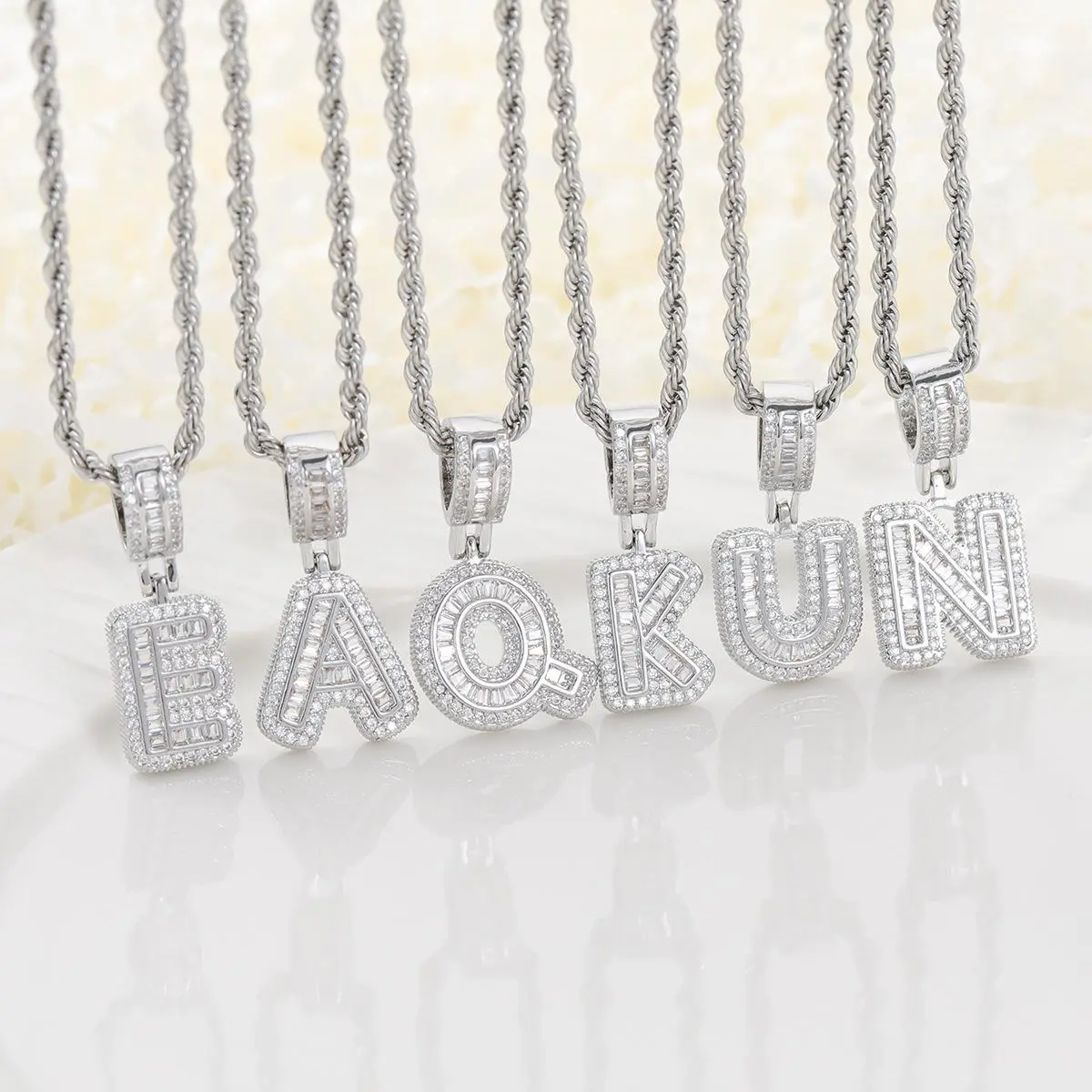 A-Z Silver Color Trend Zircon Letter Initial Necklace Crystal Letter Necklace for Party Birthday Jewelry Gift