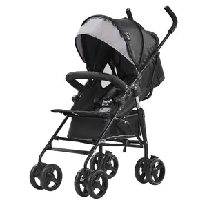 VEVOR Lightweight Stroller, Compact Easy Fold MultiPosition Recline Canopy Backrest, Carbon Steel Frame, Large Storage Basket, Cup Holder, Umbrella Toddler Baby Stroller for Travel, Light Gray/Black