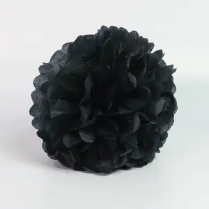 Tissue Pom-Pom 12 Inch Black 4 pack