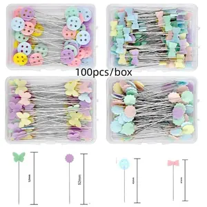 100 Piece Sewing Flat Head Pins Set, Sewing Tools, Storage Box Included, Ideal for DIY Crafts, Quilting, and Sewing Accessories, Sewing Kit