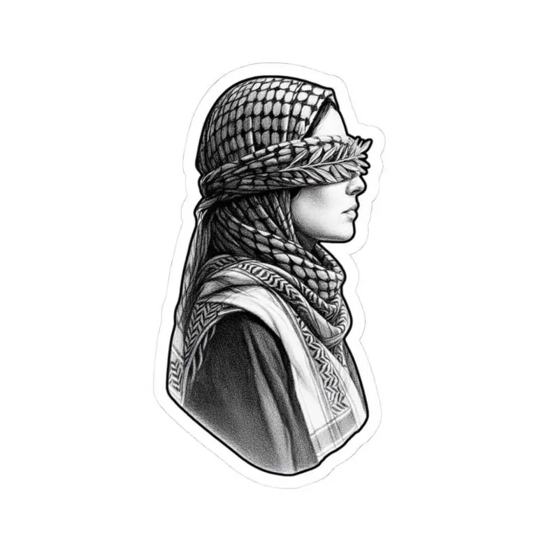 Palestinian Keffiyeh Profile Sticker, Cultural Identity Vinyl Decal for Laptop Water Bottle Car, Minimalist Middle Eastern Art Sticker