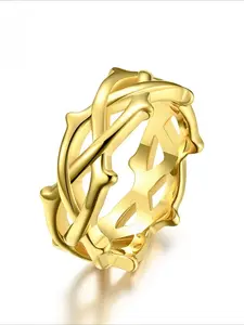 High-end versatile fashion personality simple trend thorn vine woven stainless steel ring ring niche personality gender-free jewelry men's ring Statement Multi Ring