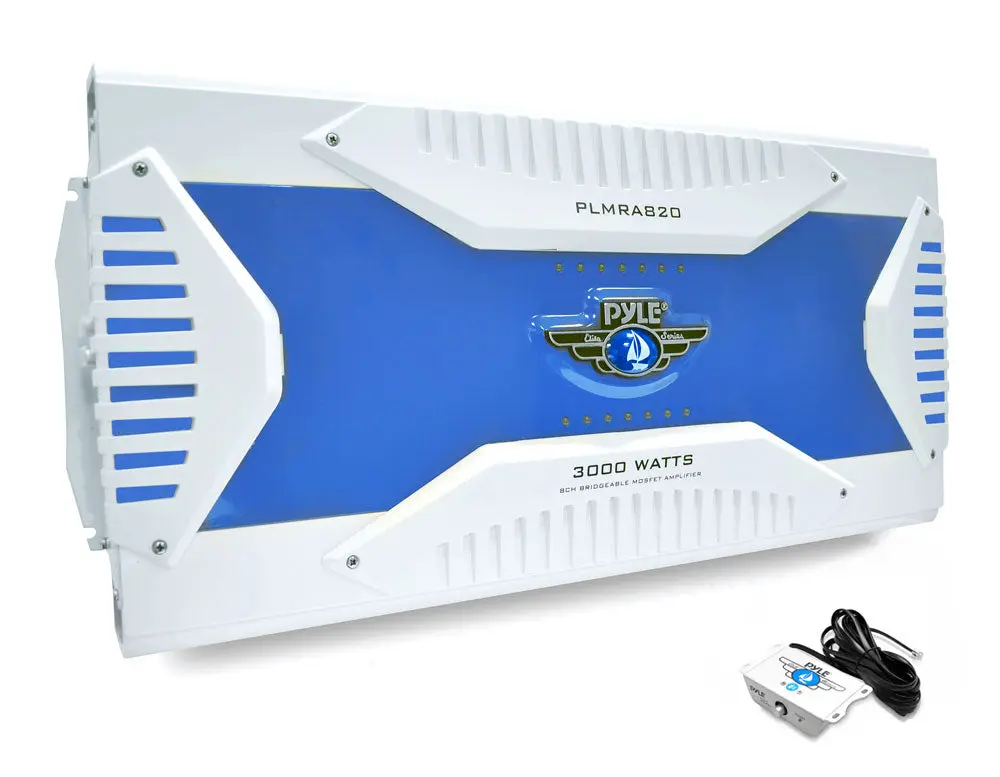 8-Channel 3000W Waterproof Digital Marine Amplifier with MOSFET Power Supply | Audio Connector with Adjustable Remote Controller - Speaker Protection & Stereo Electronic Functions
