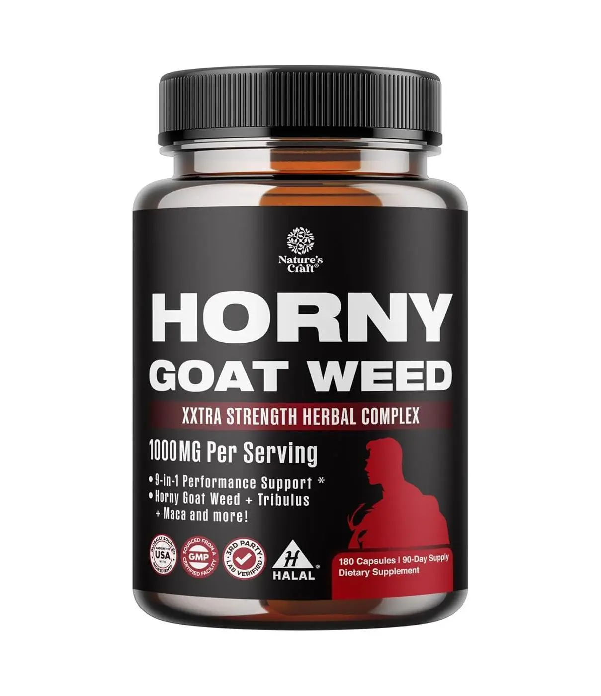 Botanical Herbal Complex Capsules | Horny Goat Weed, Black Maca Root, Tongkat Ali, Saw Palmetto & Panax Ginseng | 60 Count