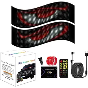 2 Pack Devil's Eye LED Light Signs for , SUVs,  Windshield,  App Control DIY Programmable Scrolling Digital Flexible LED Display, , 13.7''x4.01''