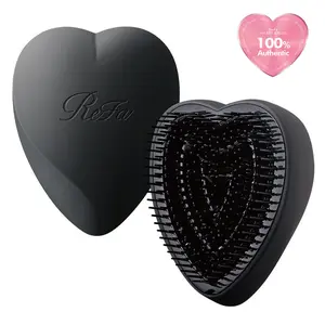 ReFa Heart Brush Matte Black Heart Shaped Hair Brush - Official Product No Tangle Daily Haircare Detangler Heatless Hair Brush for All Hair Types