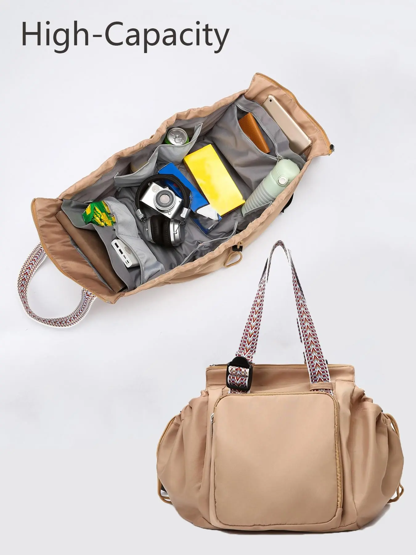 Simple and versatile travel storage women's backpack, multifunctional textured backpack, Expandable Travel Backpack, casual and versatile, Casual nylon backpack, suitable for shopping, travel storage, Traveler Essentials Backpack