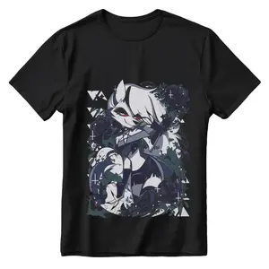 Loona Helluva Boss Gothic Anime Wolf Artistic Print T-shirt Cotton Menswear
