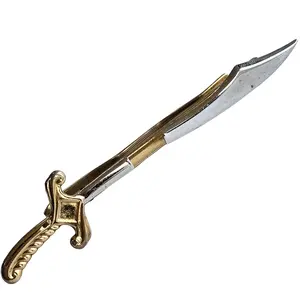 Vintage Adjustable Scimitar Sword Shaped Masonic Saber Themed Tie Bar Clip Necktie Clasp