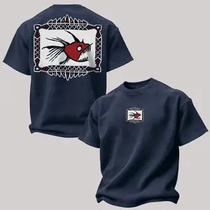 Hot Tuna Tribal Fish Tee, Unique Ethno-Graphic Design, Classic Surf Graphic, Top Tier Graphic Shirt for 2026, Gifts for Husband, for Dad, Streetwear, Casual Menswear Shortsleeve Crewneck