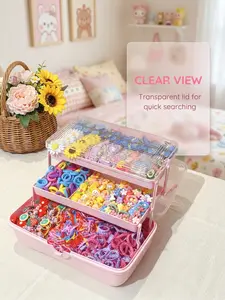 1260/1261 pieces - Women's luxury hair accessory set gift box collection, including 1260 pieces of hair clips, hair rings and hair ties in various materials and styles. Suitable for daily wear, birthday, festival gifts. Optional with a storage box.