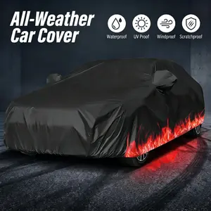 Flame Print Full Car Cover,Waterproof,Dustproof,UV Protection,Scratch Resistant,for All Weather Car Body Protection,Outdoor Parking and Garage Use,Fits Most Cars