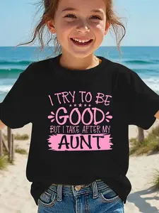 Summer Fashion Short-Sleeve T-Shirt for Girls with The Phrase 'I Try to Be Good...' Featuring a Letter Print, a Casual And Versatile Top
