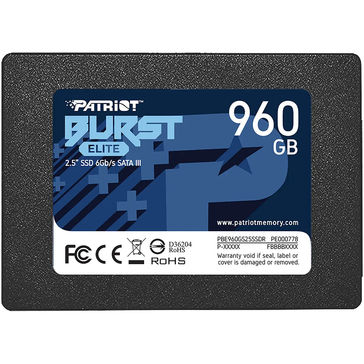 Patriot Burst Elite 960GB 2.5" SATA III SSD - Compact Form, Fast Data Storage, NAND Flash, TLC/QLC Support via Standard Latest SATA Controller