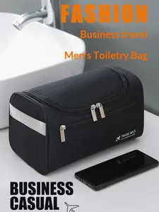 Men's Waterproof Oxford Travel Wash Bag, Large Capacity Durable Business Shaving Storage, Shockproof Portable Makeup Bag, Outdoor Camping Business Daily Use