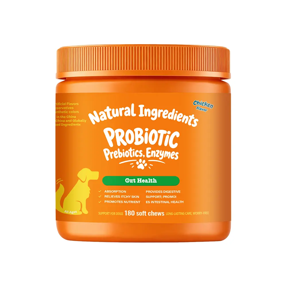 Dog & Cat Gut Health Probiotic Soft Chewables - 180 Count, Natural Prebiotics & Lactic Acid, Sensitive Stomach Soother, Digestive  , Digestive Remedy, Natural Ingredients, No Artificial Additives, Non-GMO, Pet Coat & Skin Relief Treat supplement support,